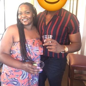 Coral Floral print Romper